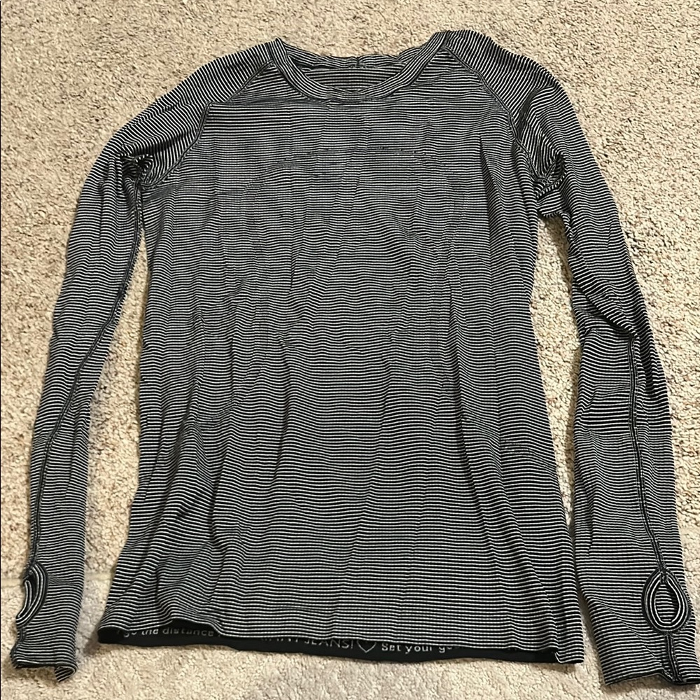 Striped Black and Gray Women's Top Lulu lemon size 8